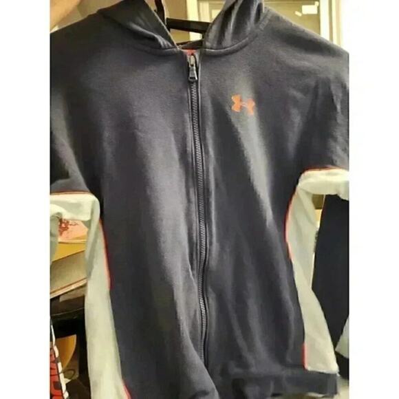 Under Armour Hoodie Youth Boys XL Extra Large Loose Blie Cotton Zip Casual CR3 - Picture 1 of 5